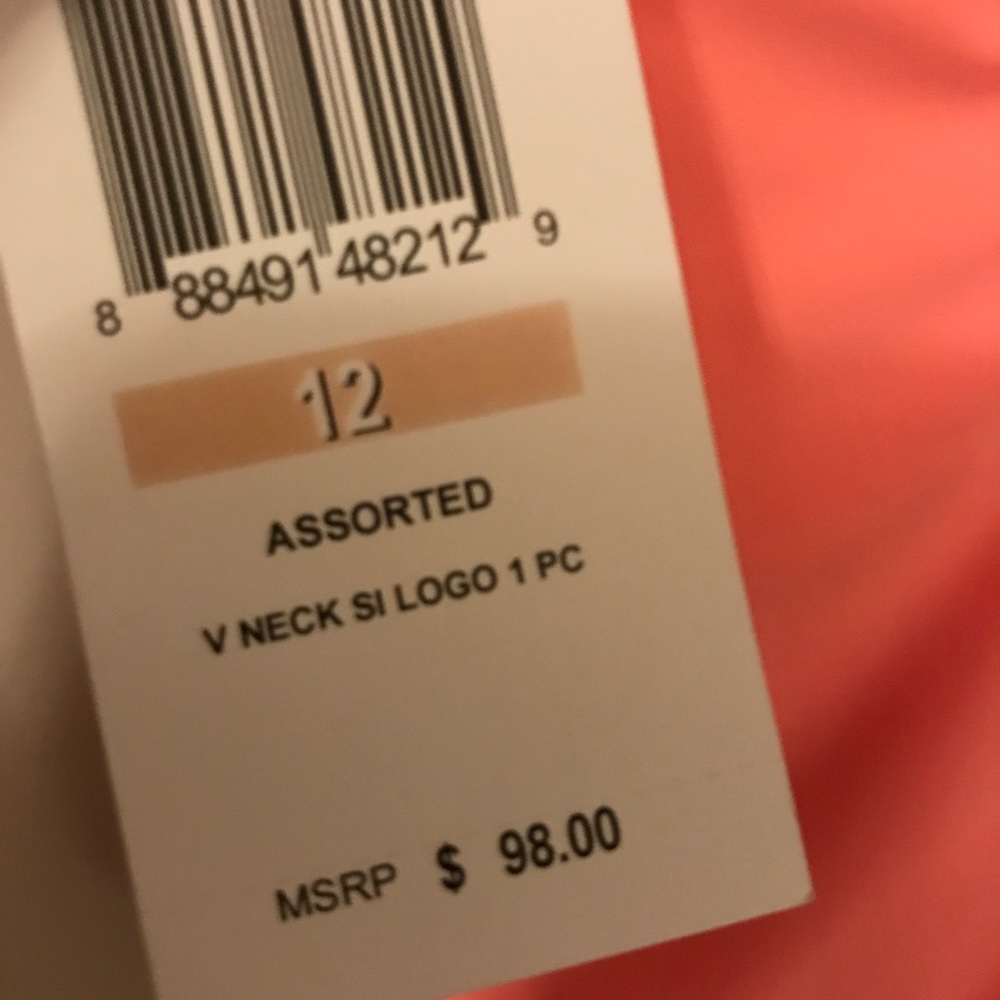Sports Illustrated Deep V-Neck Coral Swimsuit Swim Bathing Suit Size 12 NWT - Picture 5 of 8